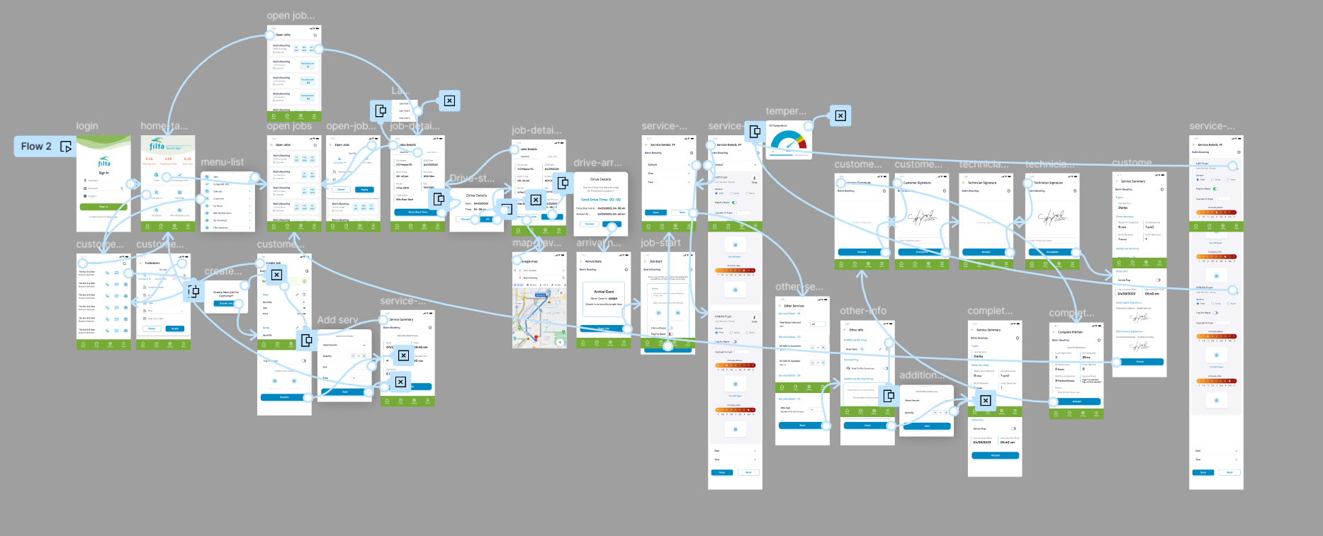 Filta prototyping process screenshots